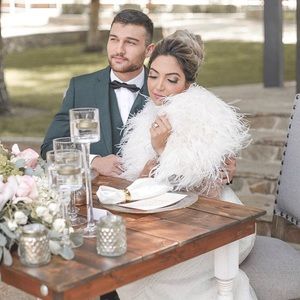 IVORY BRIDAL FEATHERED SHAWL